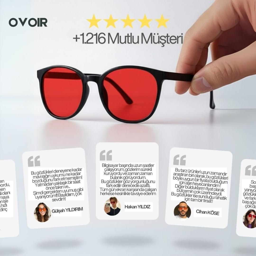 OVOIR Dual Lens – Gündüz & Gece Mavi Işık Koruma Gözlüğü™