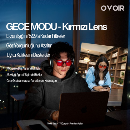 OVOIR Dual Lens – Gündüz & Gece Mavi Işık Koruma Gözlüğü™